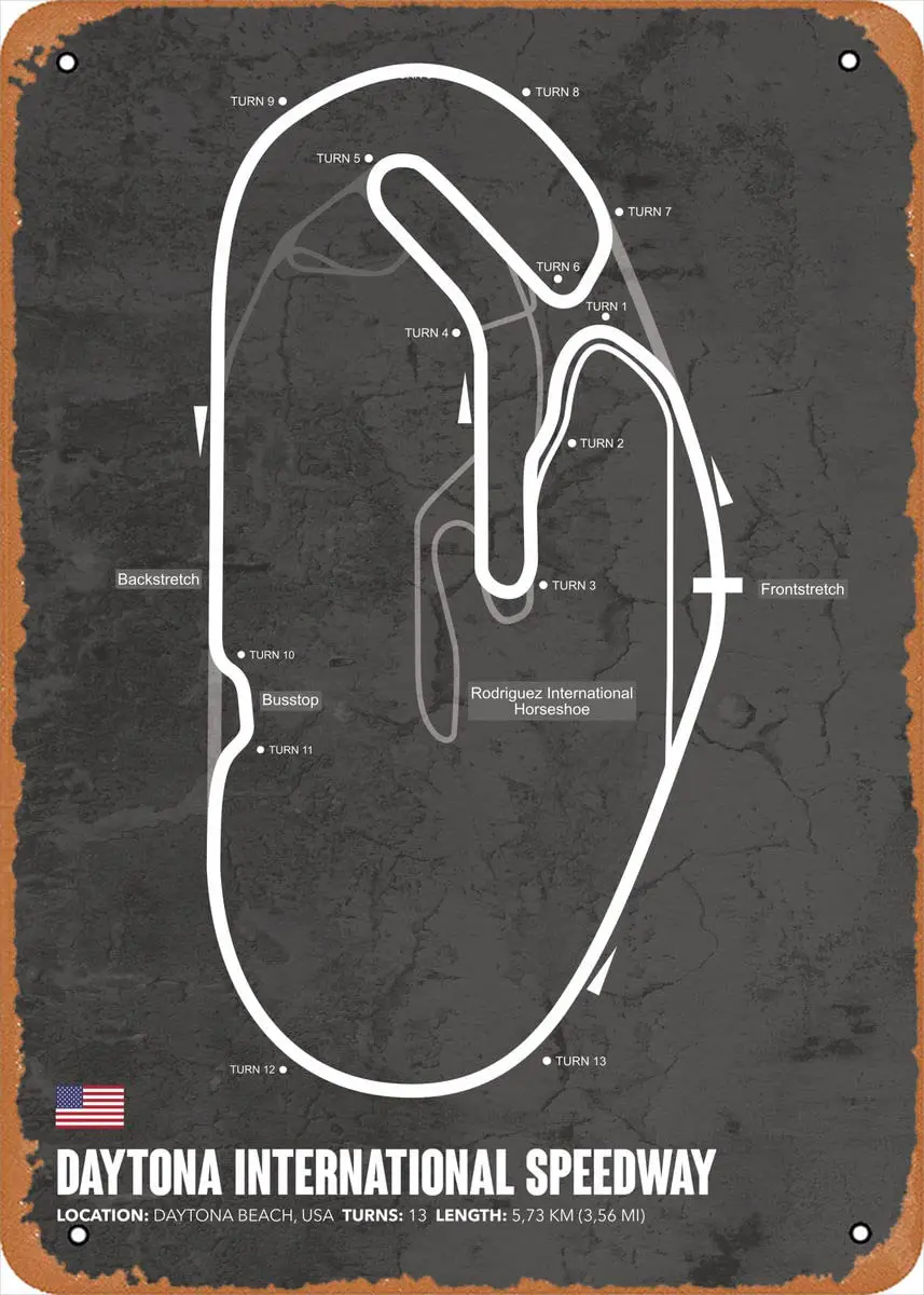Motorsport Circuits Daytona Speedway Poster 8x12 Inch Retro Vintage Metal Sign Home Man Cave Art