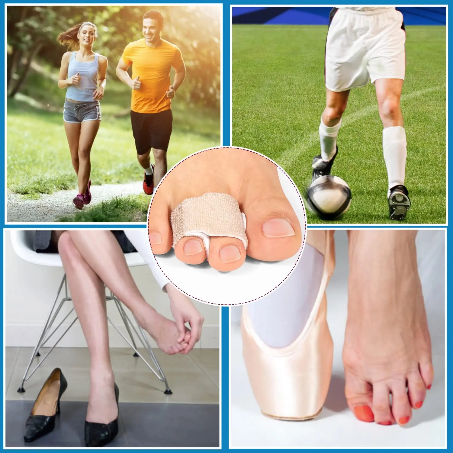 Sumifun corretor de dedo do pé quebrado, 3/5/10 peças, talas de dedo do pé, ferramenta de cuidados com os pés, sobreposição de hálux valgo, correção de joanete