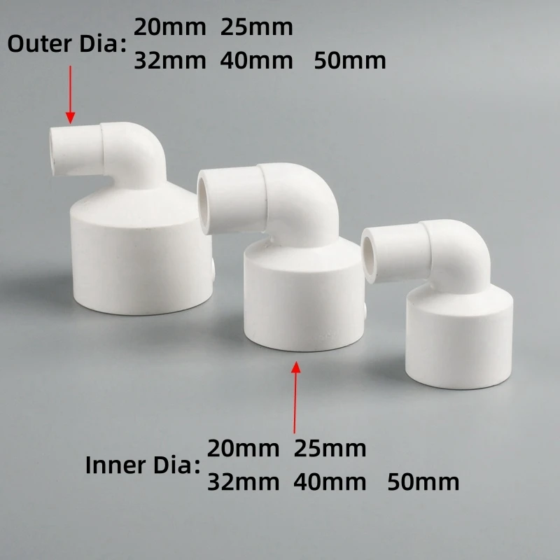 1PC PVC 45/90 stopni kolanko złącze redukcyjne akwarium złącze do zaopatrzenia wody ogrodowej złączka do rury wodnej DIY złącze z tworzywa sztucznego