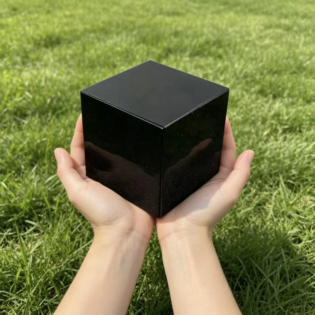 Natural Obsidian Square, Quartz Crystal, Polished Cube, Mineral Reiki Healing Stone, Demagnetization, Hexahedron, Decor
