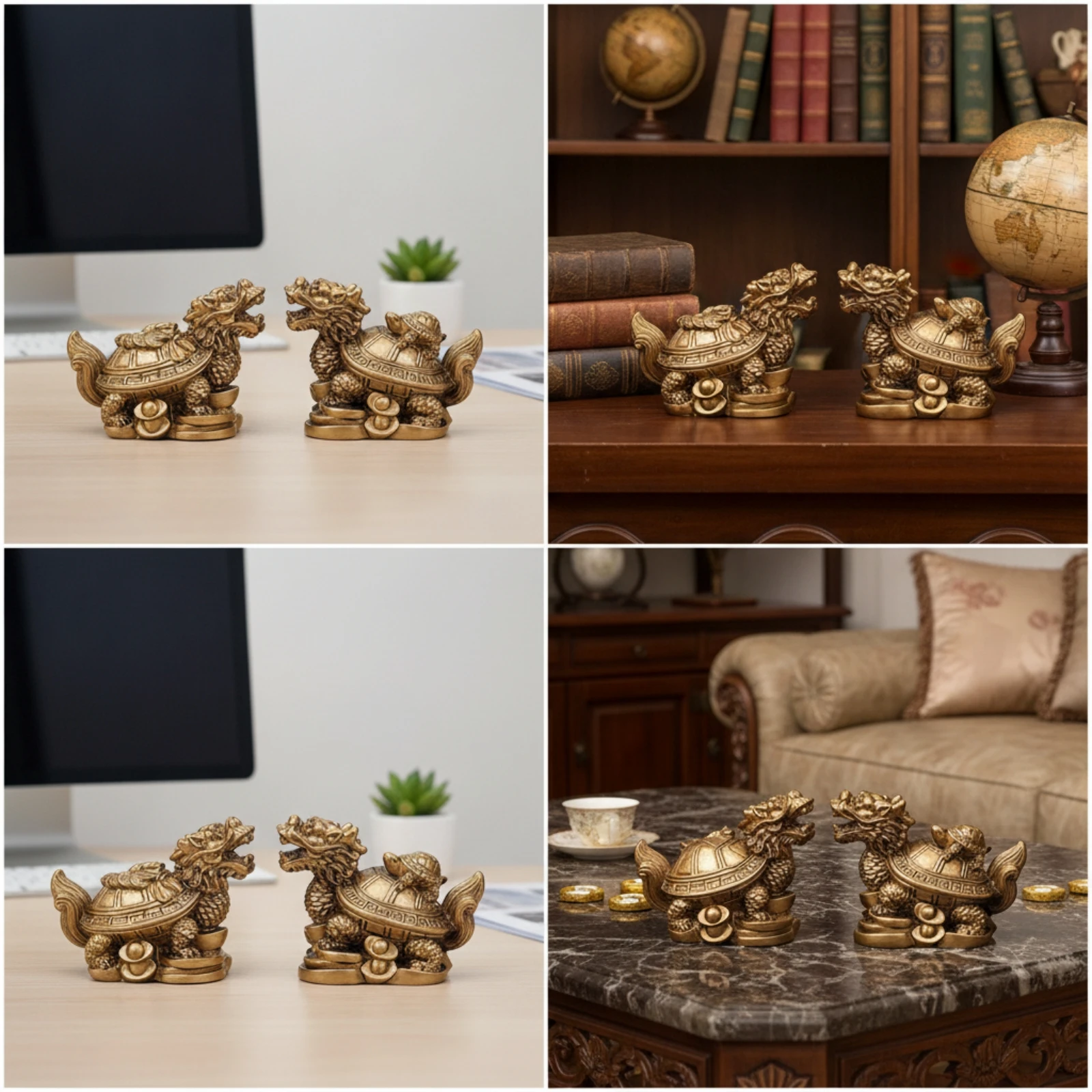 Dragon Turtle Figurines Feng Shui Dragon Turtle Statues Statue Set Indoor Display Figurine Decorative for Collectors