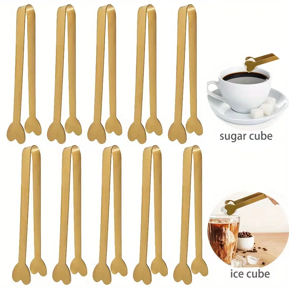 

Stainless Steel Ice Tongs Coffee Sugar Cubes Small Clips BBQ Meat Tong BBQ Bread Food Clamp Wedding Birthday Party Kitchen Tools