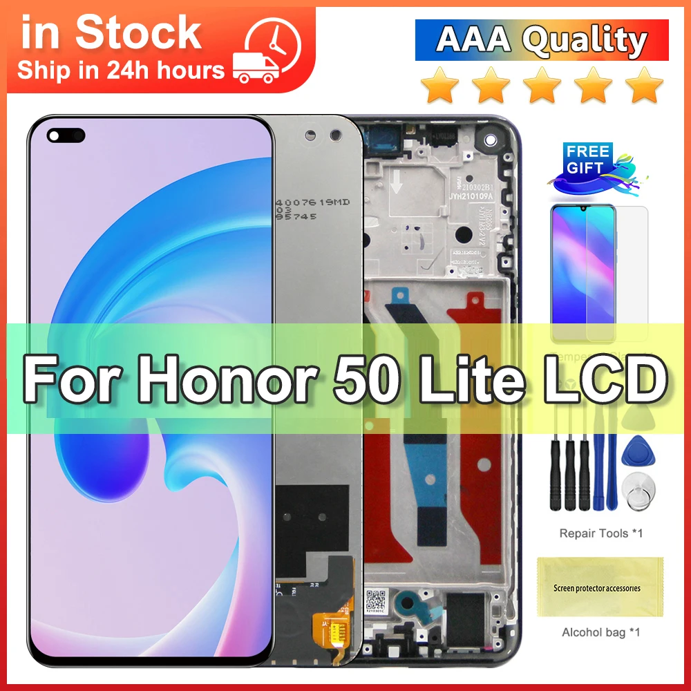 Tested For Honor 50 Lite Display with Touch Screen Digitizer Assembly For Honor 50Lite NTN-LX1 NTN-L22 LCD With Frame