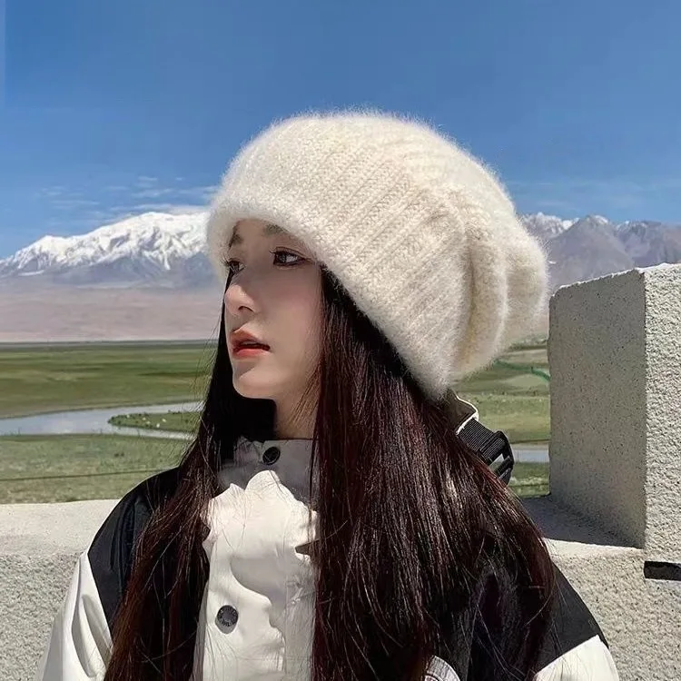 Large Size 2025 New Hot Selling Winter Hat Rabbit Fur Winter Hats for Women Fashion Warm Beanie Hats Solid Adult Cover Head Cap