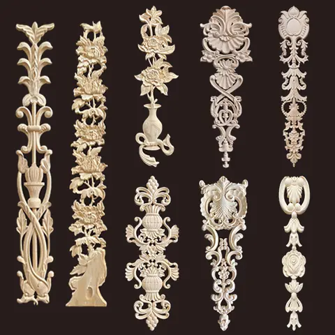 Utsökt snidning av naturliga träapplikationer för möbler i europeisk stil, väggdekoration för heminredning, träfigurer 10 best sales träskulptur - №7