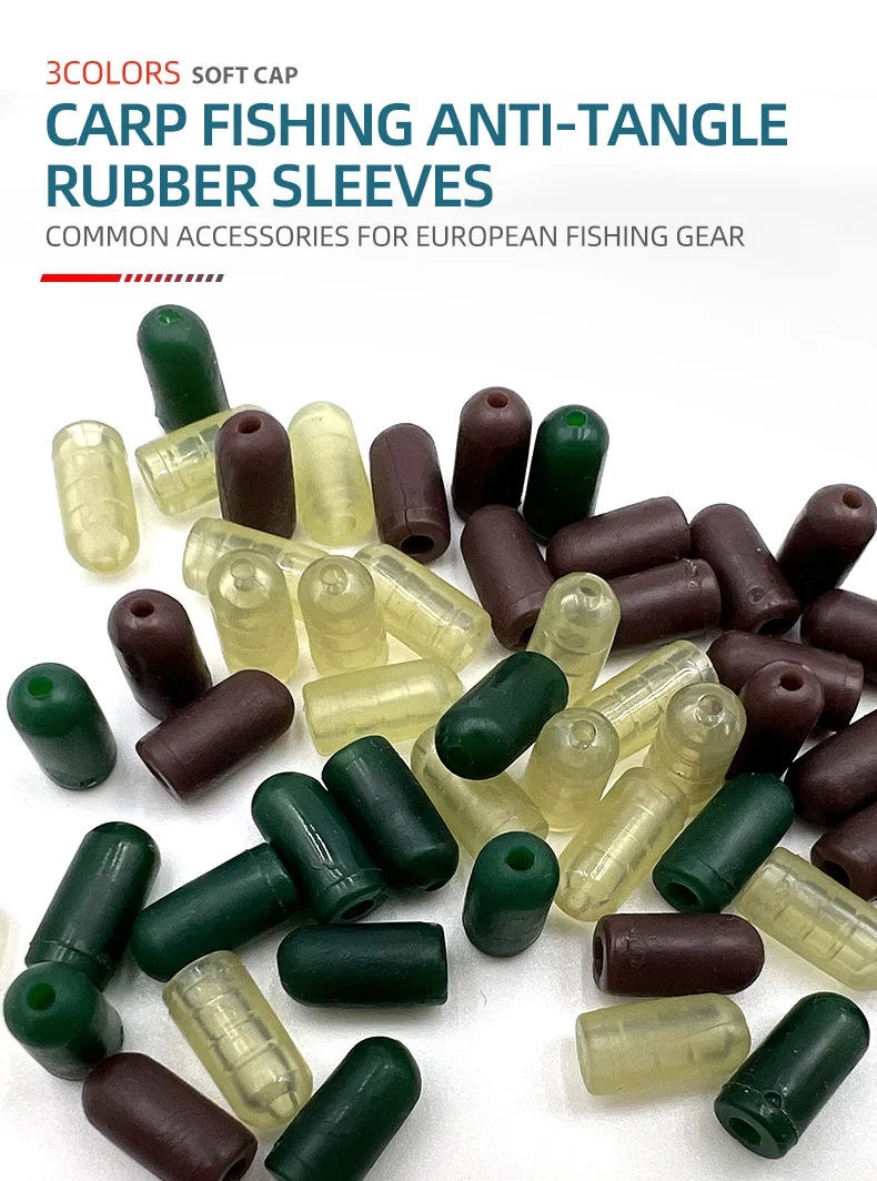ShareShark 50/100 Stück Karpfenangel-Schutzperlen Weiche Gummi-Wirbel-Schutzpuffer Rig-Perlen Angelzubehör – Detail 1