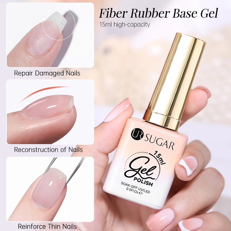 UR SUGAR 15ml 2 in 1 Primer Construction Nail Gel Fiber Rubber Base Gel Semi Permanent DIY Functional Gel Nails Art Manicure