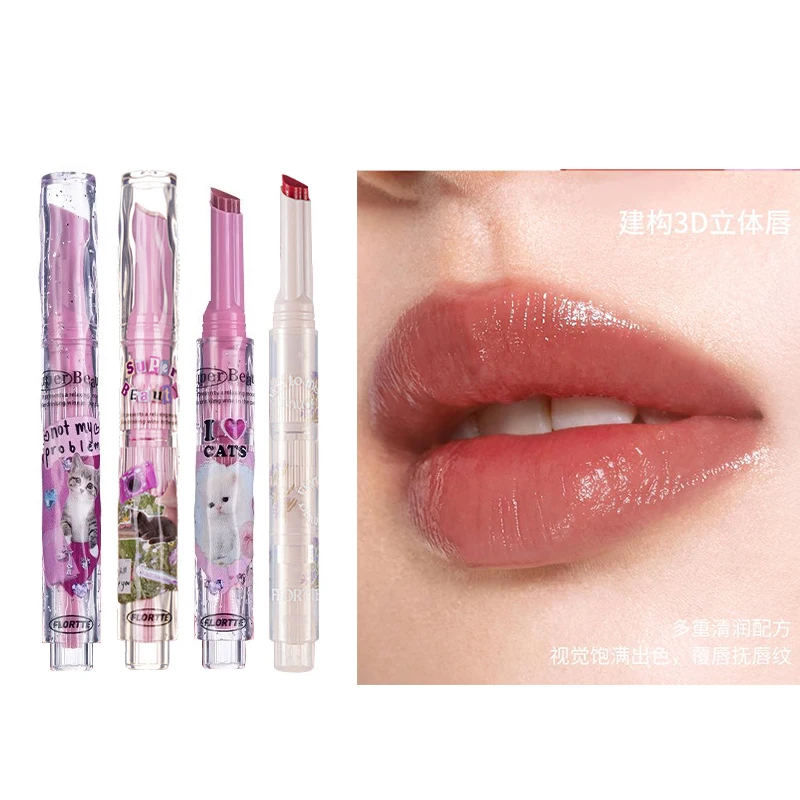 FLORTTE New Product Blame Melia Solid Lip Gloss First Kiss Love Bar Lipstick Moisturizing and Lasting Water Gloss Lip Glaze