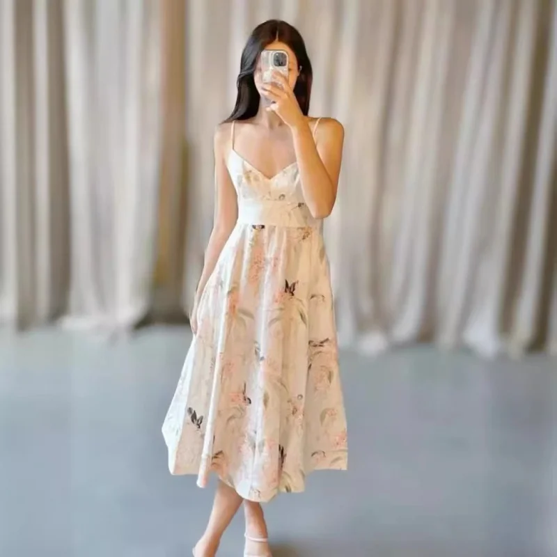 

Лето 2024, французская мода, стройнящее женское платье с принтом летающих птиц, платье средней длины, Guangzhou, тринадцать линий