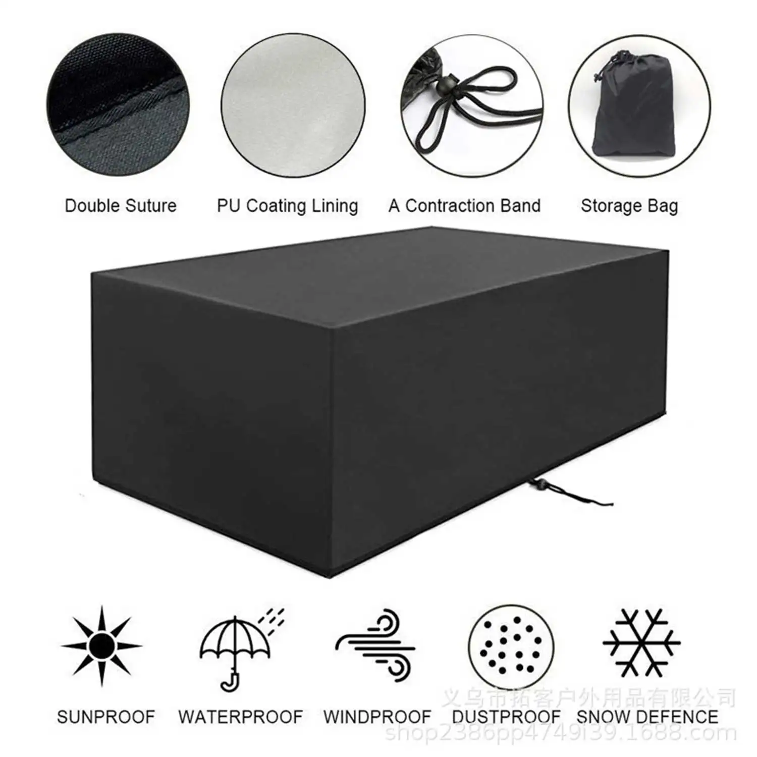 Black Furniture Waterproof Protective Cover Outdoor Garden Waterproof Cover Courtyard Anti-UV Dust Cover Tables And Bench Cover