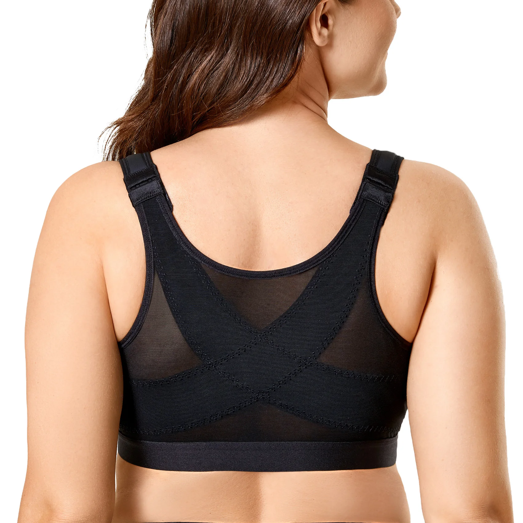 DELIMIRA Women's Posture Front Closure Seamless Bra Full Coverage Wireless Back Plus Size Sleep