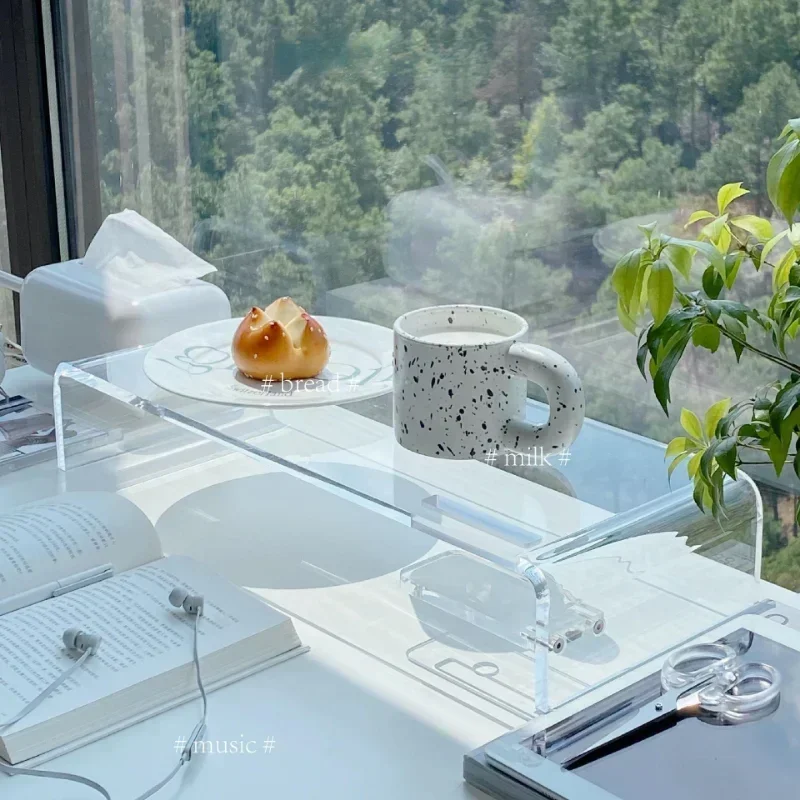 Ins Transparent Acrylic Desktop Organizer - Layered Shelf for Computer & Office Supplies, Height-Enhancing Storage