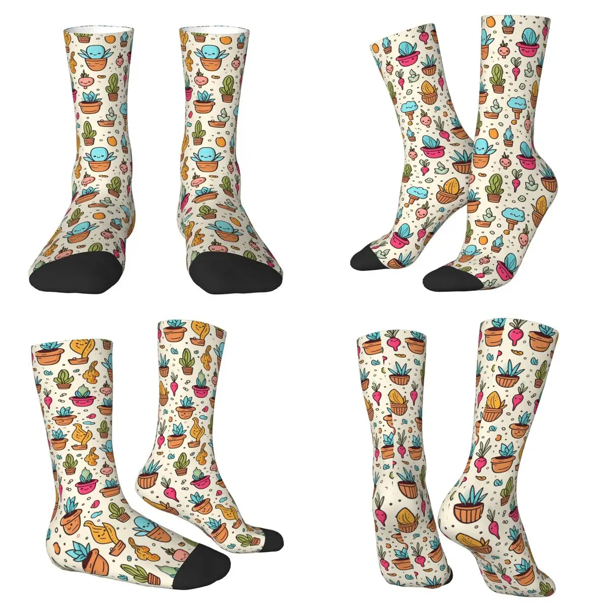 

Cute Cactus Pattern Socks Harajuku Super Soft Stockings All Season Long Socks for Man Woman Valentine's Day Gifts