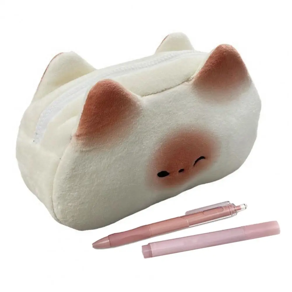 かわいい猫のペンケース-大容量ペンポーチ-かわいいトースト型-滑らかなジッパー開閉式-文房具バッグ-多目的オーガナイザー-fo