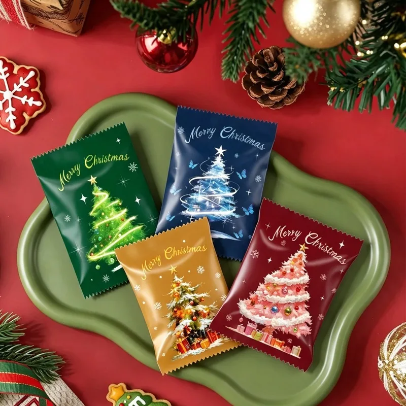 25pcs Christmas Candy Packaging Bags，Chocolate Machine-Sealed Bag，Taffy Nougat Sealed Bag Baking Packaging Bag Holiday Party