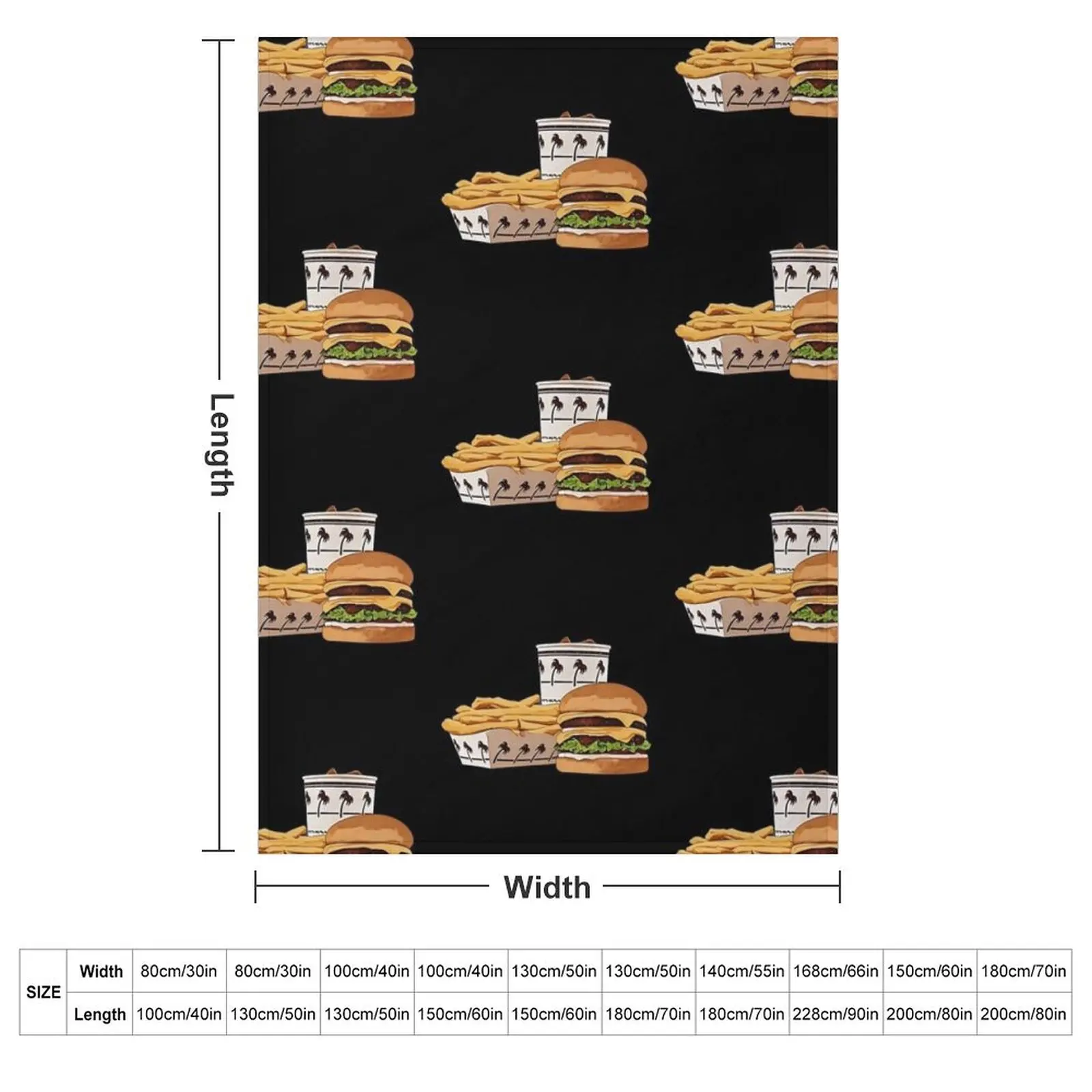 cartoon in-n-out burger Throw Blanket couch cozy soft plush fuzzy picnic outdoor blanket
