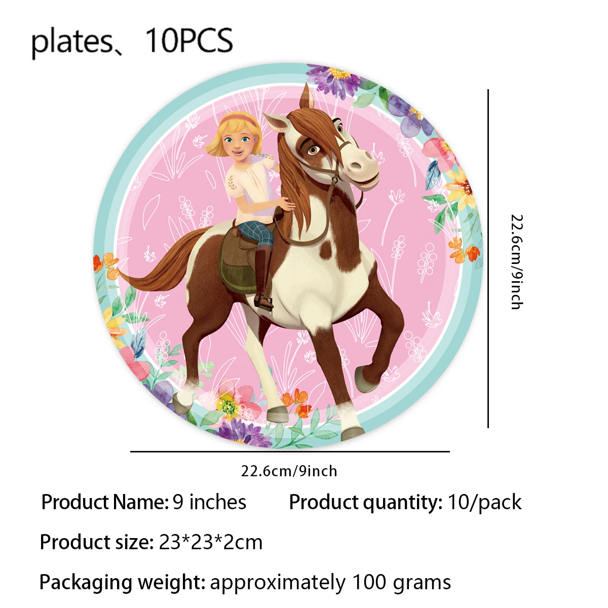 مجموعة ديكور حفلات أعياد الميلاد على شكل حصان كرتوني، أدوات مائدة على شكل فحل، مفرش طاولة، كوب بالون، كعكة فتاة، مستلزمات حفلات استحمام الطفل #5