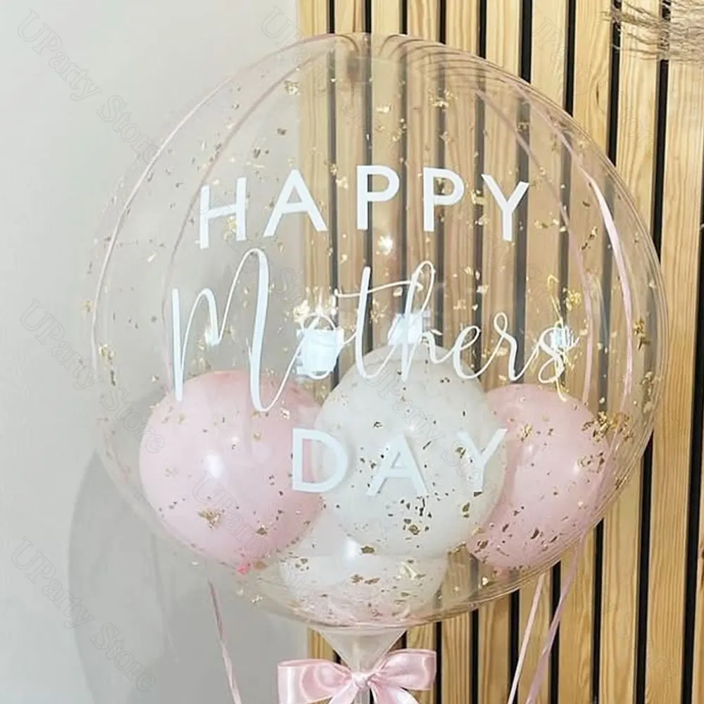 Personalisierte Aufkleber für Muttertagsdekoration, individuelle Happy Mother's Day-klare Luftballons zum Geburtstag, Muttertags-DIY-Geschenk