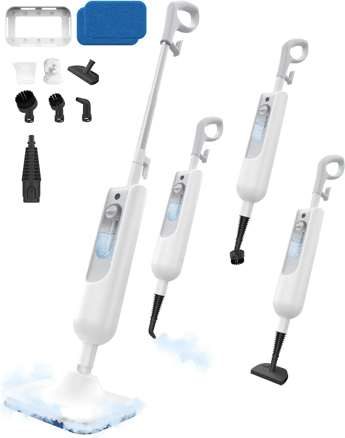

12-in-1 Handheld Steam Cleaner, Detachable Mop for Floors and Furniture, 360ML Tank, 15FT Cord, White