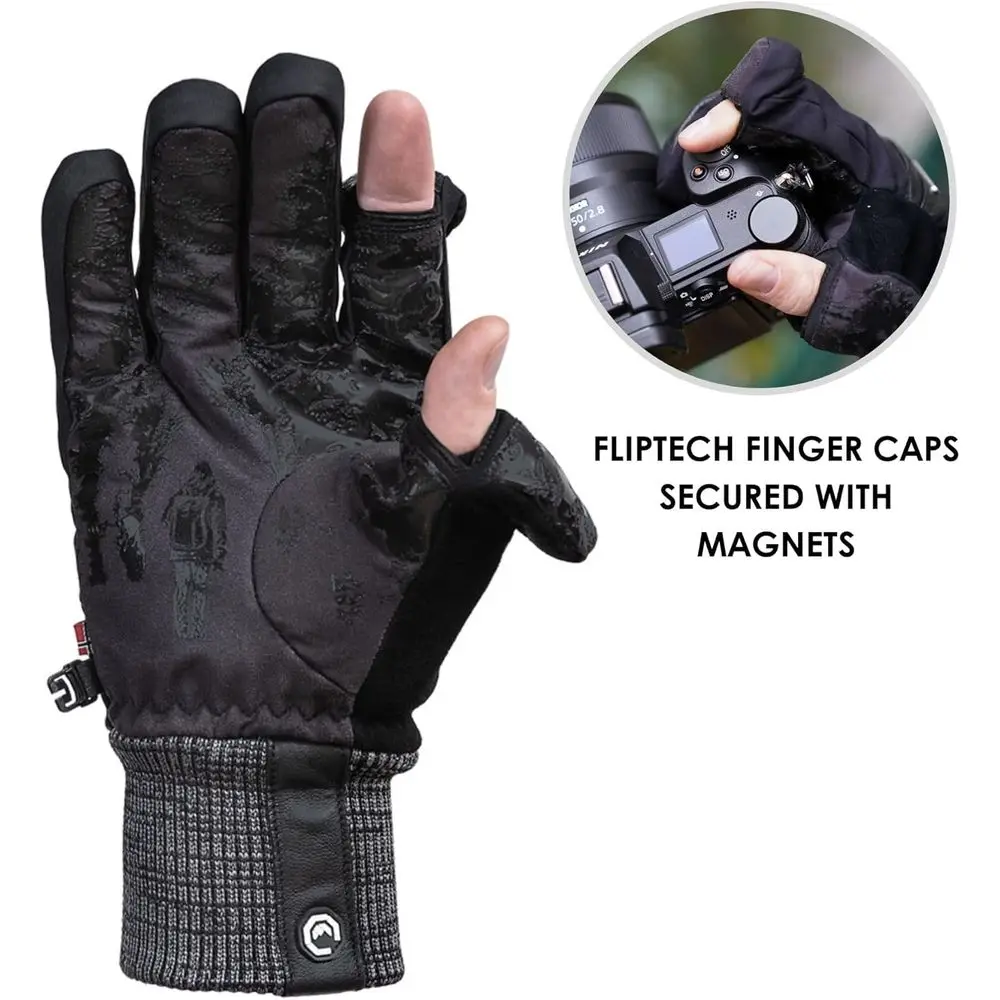 قفازات Vallerret Markhof Pro V3 للتصوير الفوتوغرافي باللون الأسود مع أطراف أصابع مغناطيسية FlipTech #2