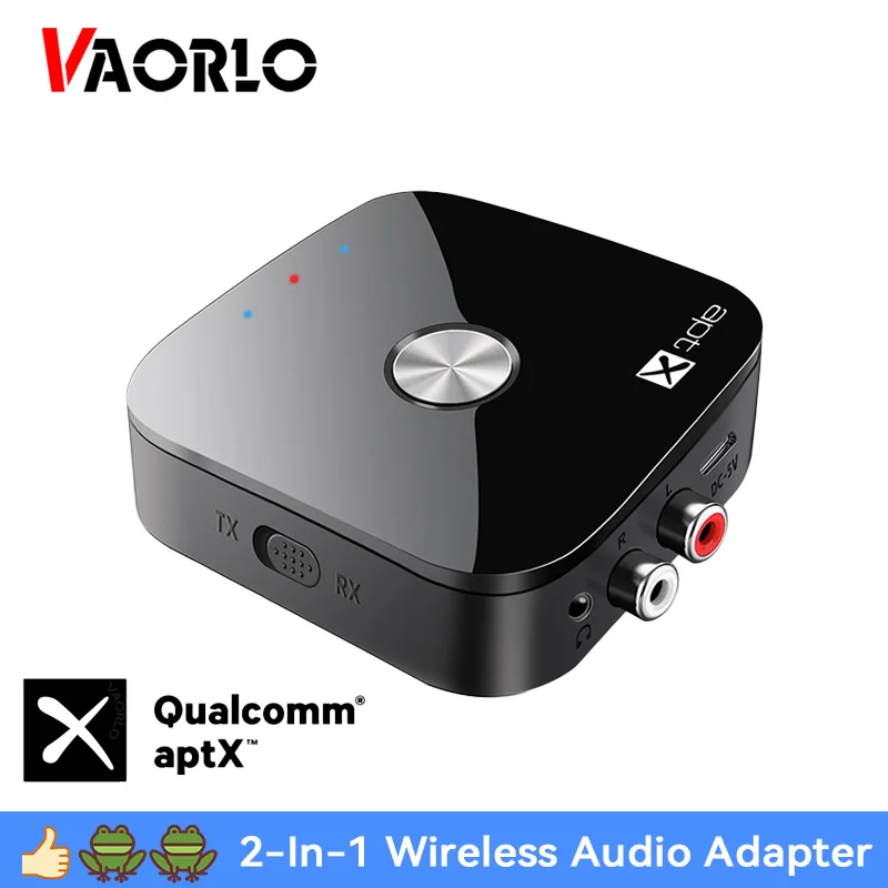 VAORLO APTX Bluetooth5.4 Audio Sender Empfänger aptX-Adaptive/HD/LL 3,5 MM AUX Multipoint 2in1 Wireless Adapter Hifi Stereo mit Mikrofon 3