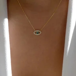 Zircon Evil Eye Necklace for Women Gold Color Choker Chain Turkish Blue Eyes Pendant Necklace Lucky Jewelry Gift collier femme