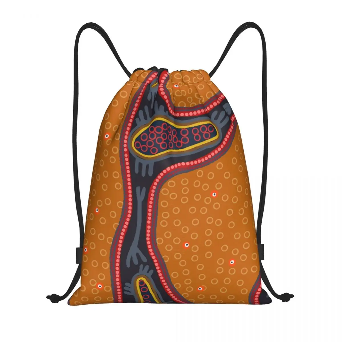 Custom Abstract Tribal Map Drawstring Bag for Training Yoga Backpacks Women Men Geometric Ankara Pattern Sports Gym Sackpack