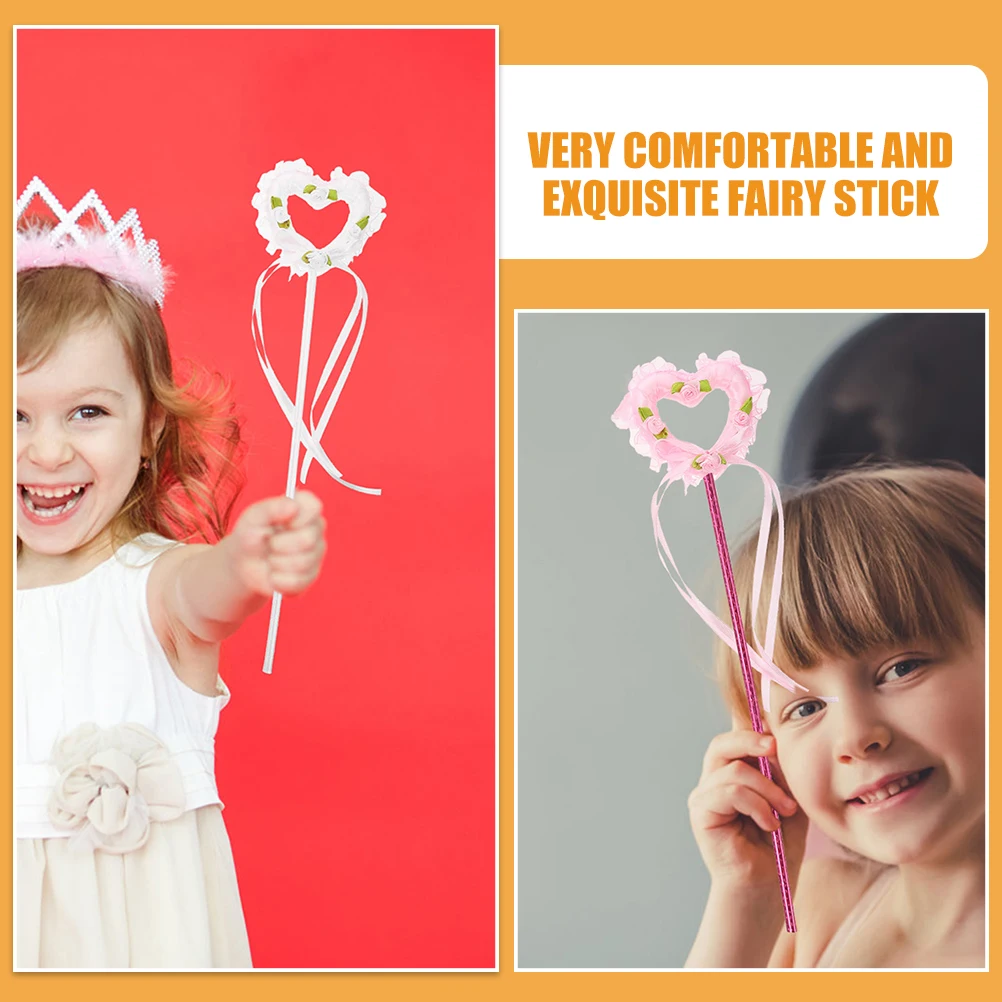 

2 Pcs Fairy Stick Purple White Kids Toys Dress Heart Wand Fairy Wand Set up Accessories Halloween Cosplay Props