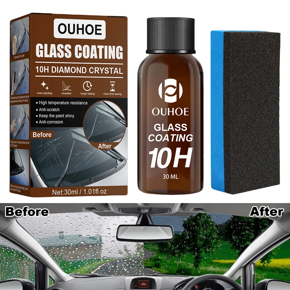 1-8Sets Car Glass Coating 30ML Nano Crystal Ceramic Coating Car Windows Polishing Anti-Scratch Glass Waterproof Dust-proof Agent