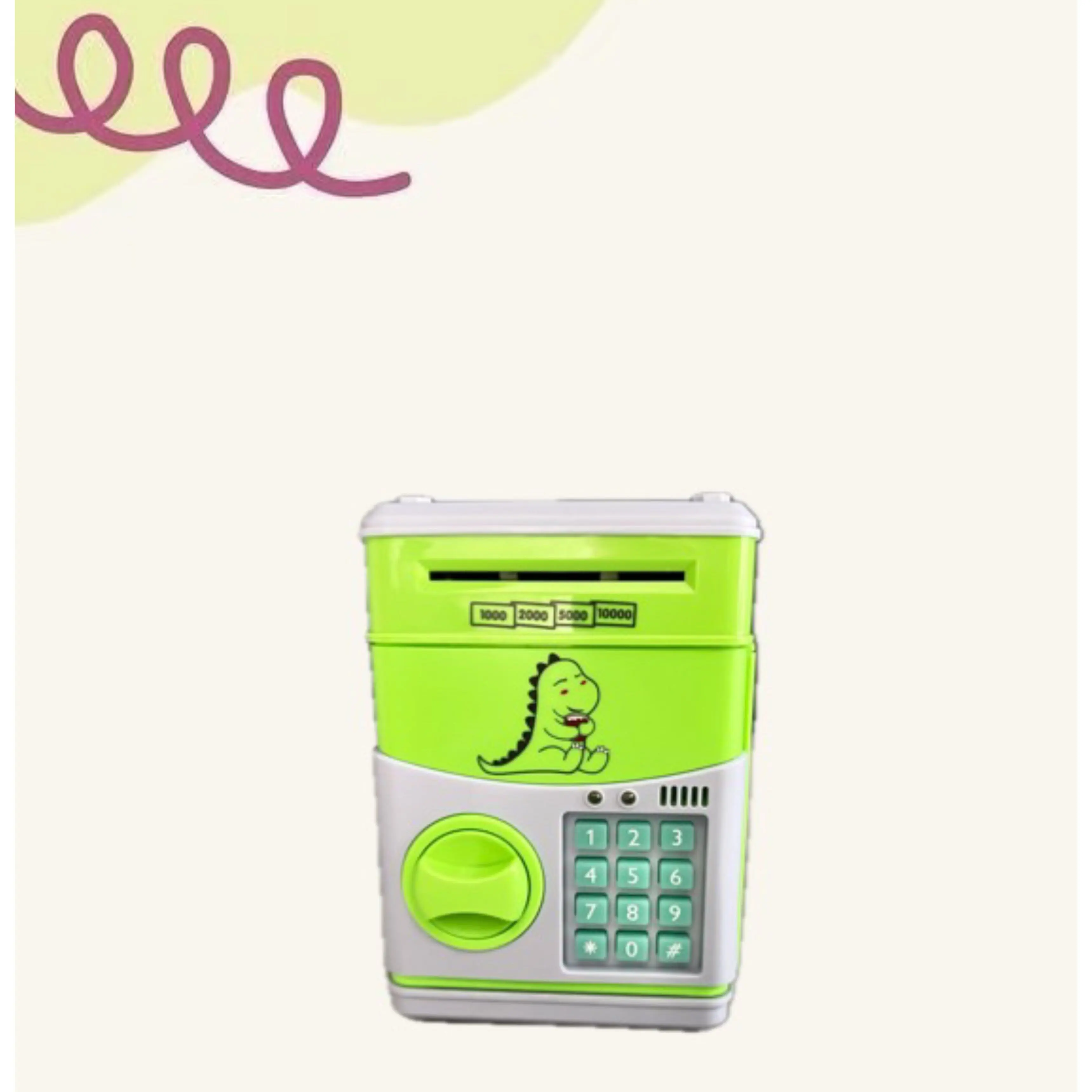 Cartoon for Kids, Electric Password, Piggy Bank, Safe Deposit Box for Kids, Savings Toys, Coins, Banknotes, Money, Mini ATM, Kid