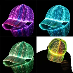 Led Neon Glasvezel Hoed Lichtgevende Veranderende Kleur Baseballpet Rekwisieten Hiphop Hoed Met Lichtjes Kostuum