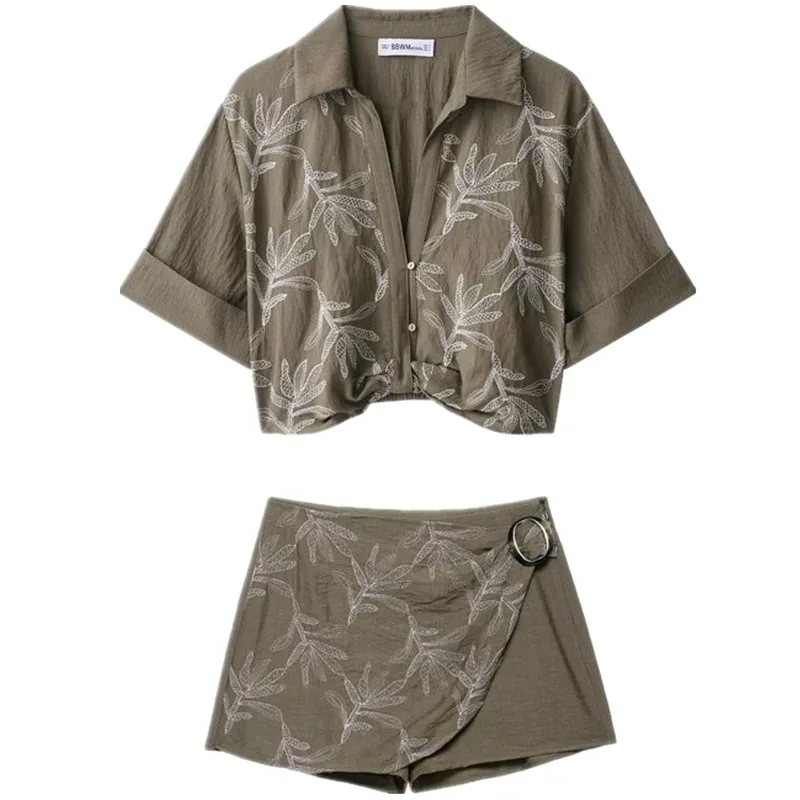 Nieuwe herfst 2025, dames Faion ort Sve irt rokset, geborduurde manchetten met kraag Dr Europese Sle voor volwassenen