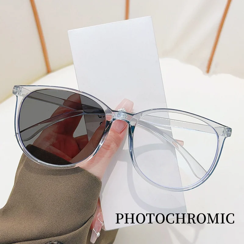 

Color Changing Presbyopia Glasses for Women Oversized Frame Anti Blue Light Photochromic Reading Glasses New Trend Eyewear