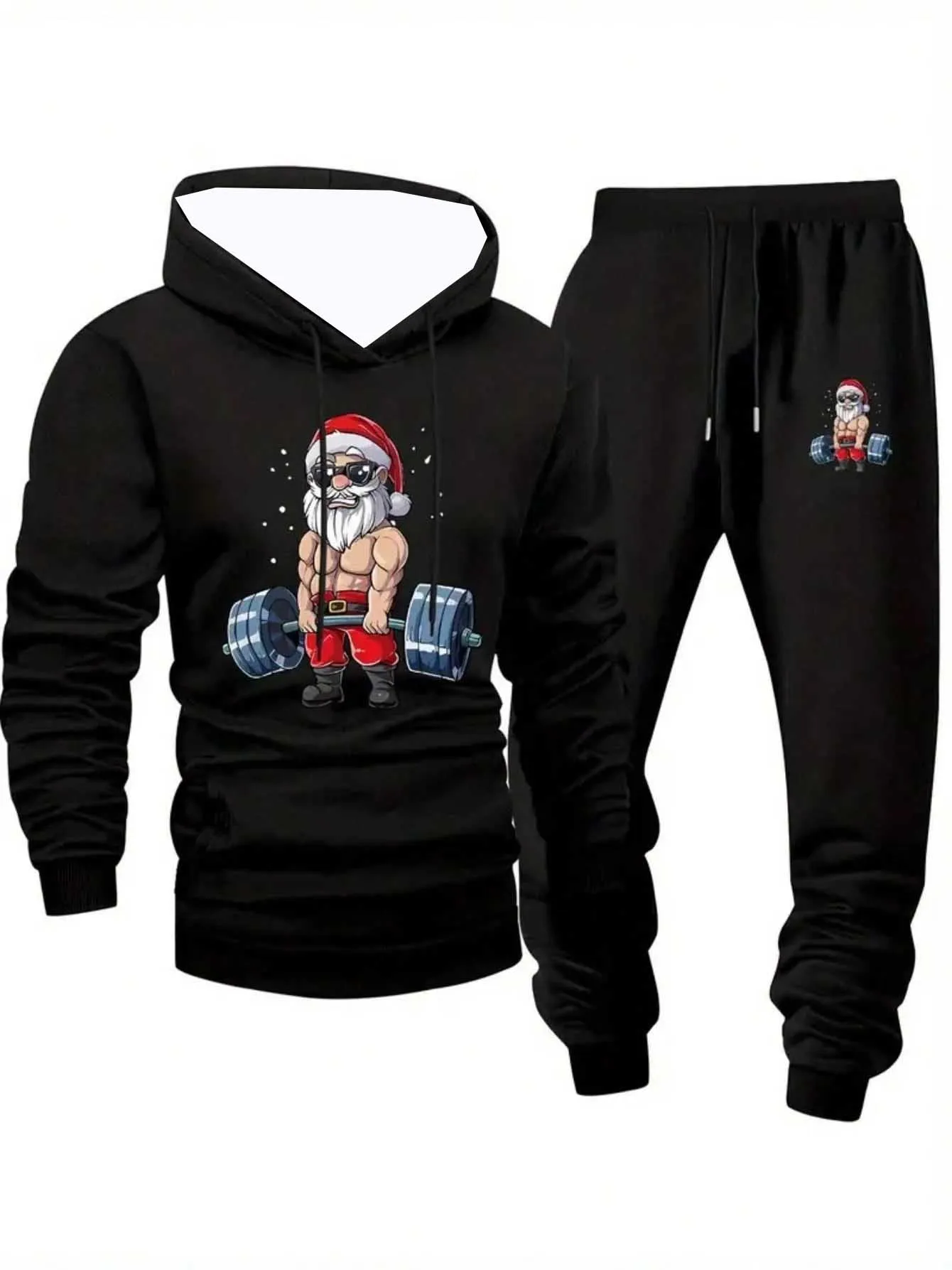 

2025-26 Autumn/Winter New Y2K Men's Set Hoodie Christmas 3D Printed Oversized Sports Set Fashion Casual Two Piece Set Bestseller