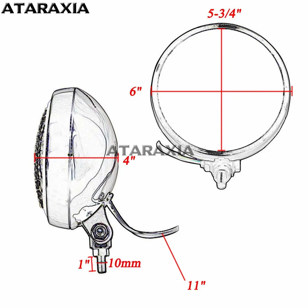 Motorcycle Headlight Motorbike Headlamp High/Low Round Sealed Beam Lamp Head Light For Harley Bottom Mount Cafe Racer Bobb