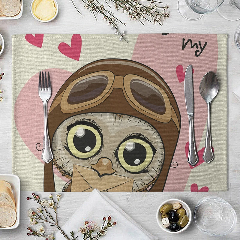 

Милый аниме Сова Стол Мультфильм Подставка для столовых приборов Модный настольный коврик для свадьбы Кухонный декор Подставка для столовых приборов Обеденные аксессуары Подставка для столовых приборов
