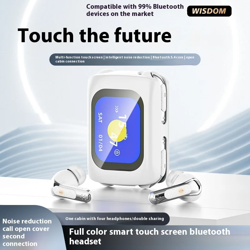 4in1 Bluetooth Headset 2025 New Smart Touch Screen Wireless Display Screen Technology Noise Reduction Long Endurance Headset