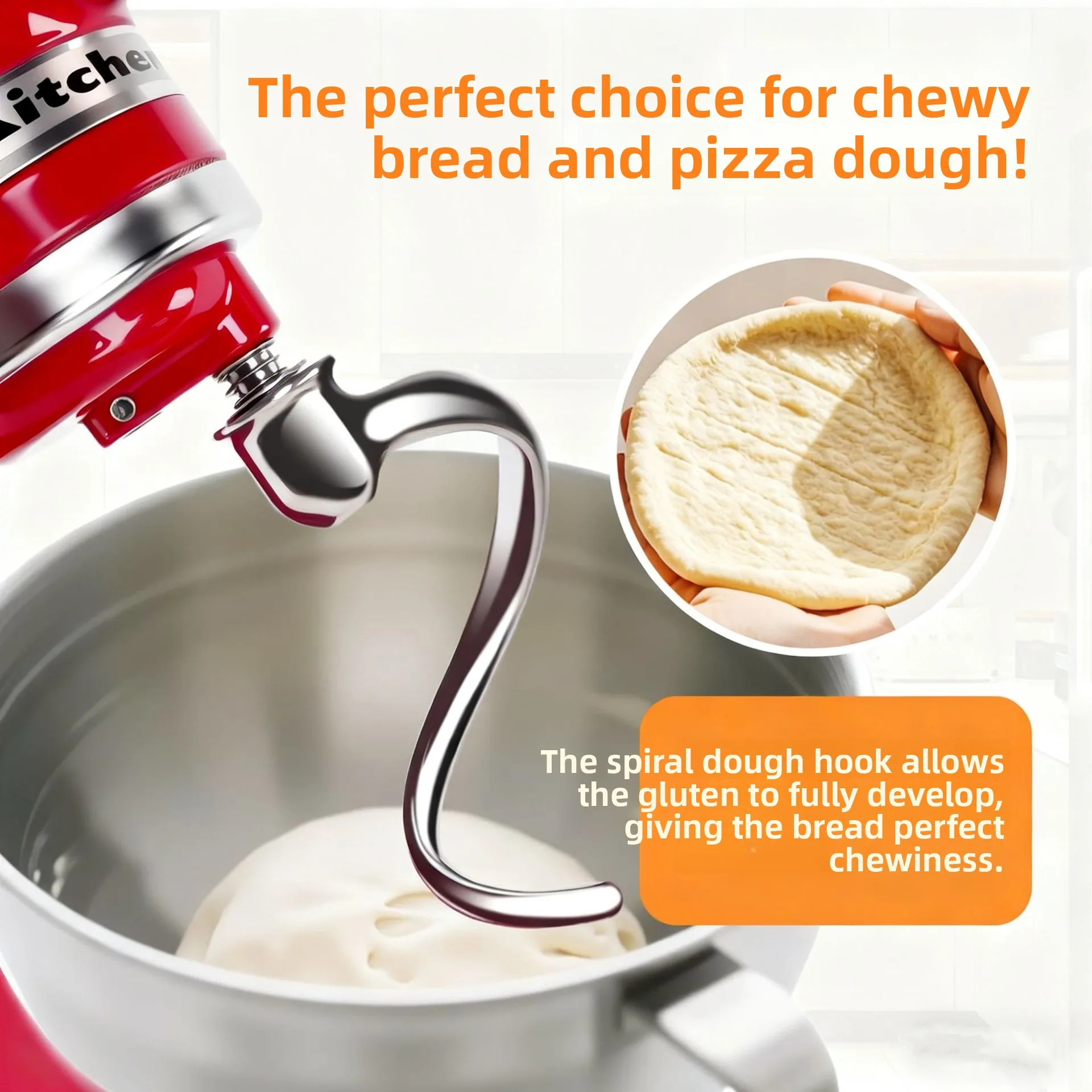 KitchenAid Attachments 4.5-5 QT Stainless Steel Dough Hook 5QTS Dough Hook