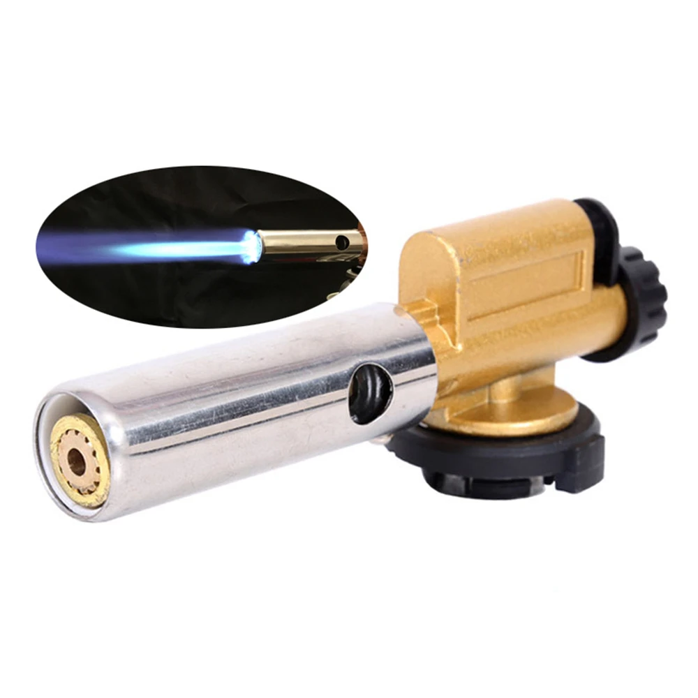 Portable Burner Flame Gun Welding Torch Butane Gas Heating Jet Head Kitchen Cooking Baking Outdoor Camping Igniter（Without Gas）