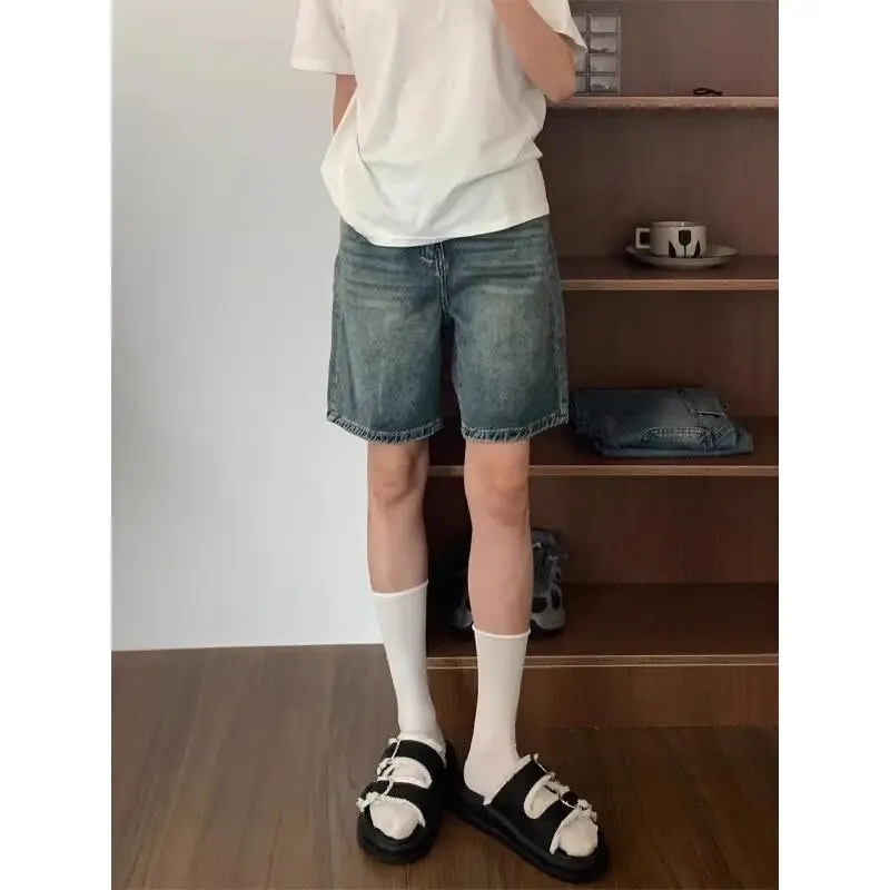 

Loose Casual Retro American High Street Denim orts Five-Point ex Summer New Straight Leg Loose Vintage orts