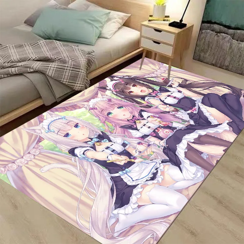 Anime N-Nekoparas Printed Carpet Non-slip carpet Living Room  Bedroom Rug Entrance Floor mat Home Kitchen Hallway Decor