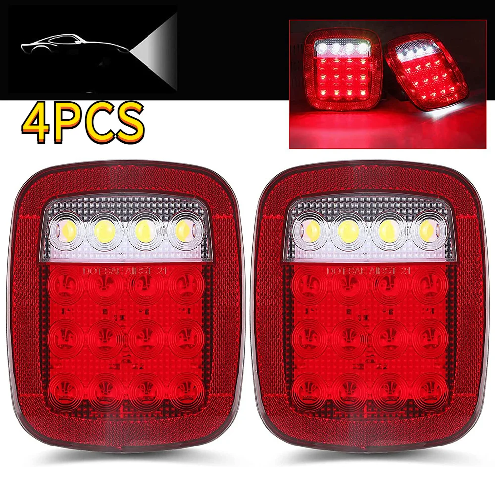 4pcs 16 LED Lights, Work Lights for Off Road JK CJ YJ for Wrangler, Trucks, Trailers