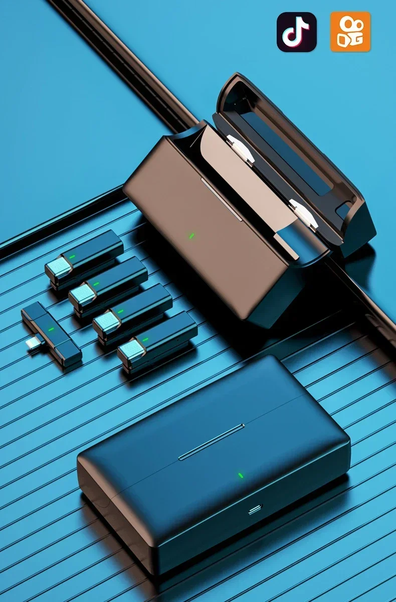 

Hot Sale 2.4GHz Mini Wireless Micro Wireless Tie Vlogging Living Show Smartphone Lavalier Wireless Lapel Mic 4 In 1 Lavalier Mic