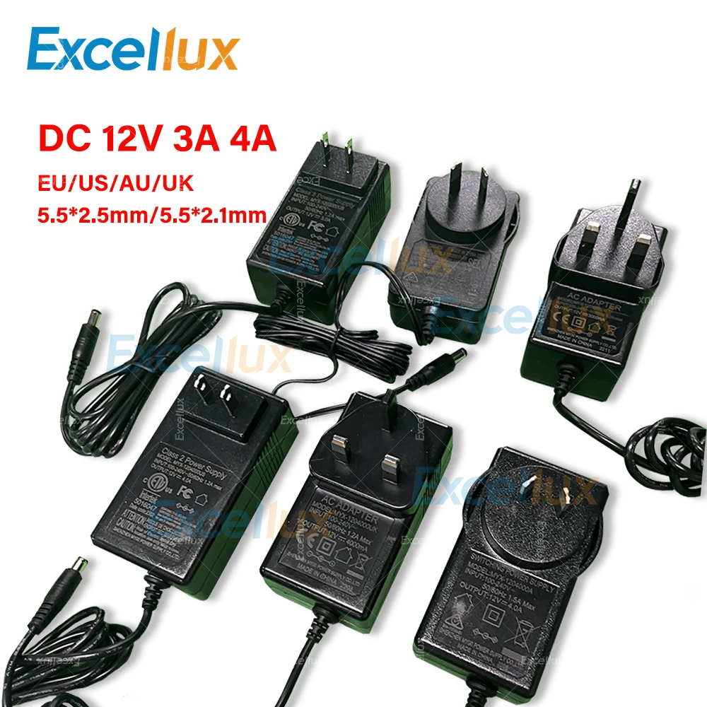 

DC 12V 3A 4A Universal Power Adapter Supply Charger Adapter EU US AU UK Plug Transformer For Led Lights Strip Led Driver