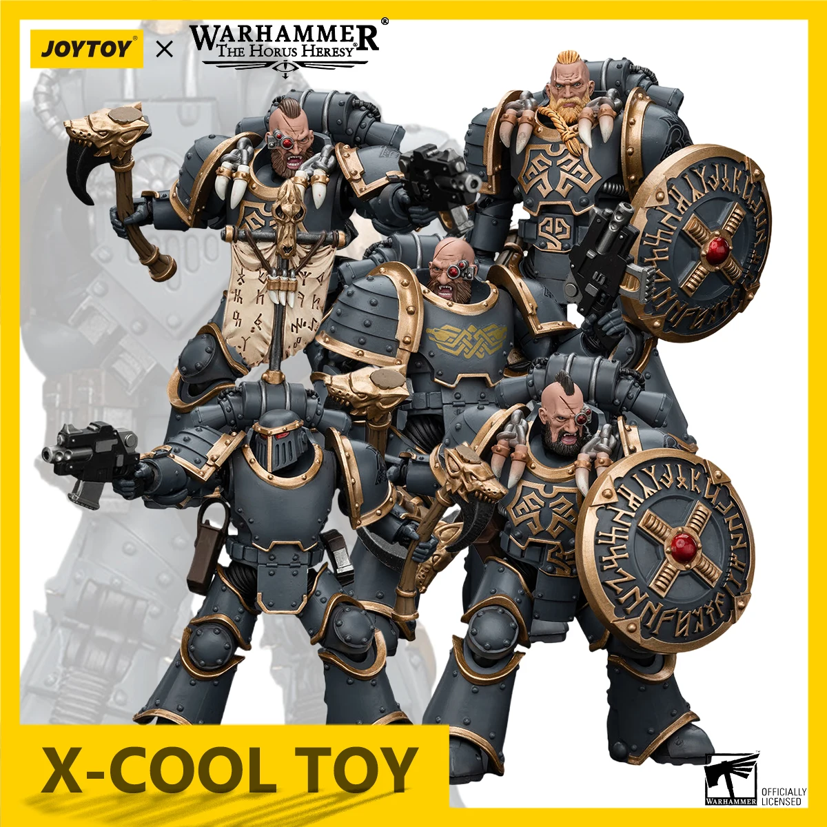 JOYTOY Warhammer 30K 1/18 Space Wolves Action Figure Grey Slayer Pack Huscarl Joint Movable Figurine Collection รูปปั้นของเล่น