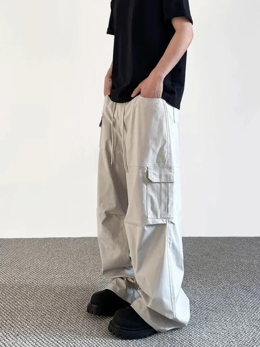 

American Sle Dstring Waist Multi-ket Paratrooper Work Pants Loose Casual Men's Women's High Street Wide Leg Trendy Le...