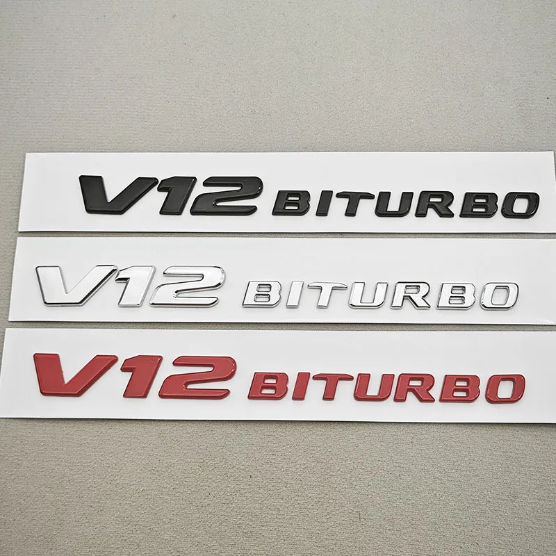 

3D ABS Chrome Black Car Letter Side Fender Badge Logo V12 BITURBO Sticker Emblem For Mercedes Benz AMG G63 G65 Auto Accessories