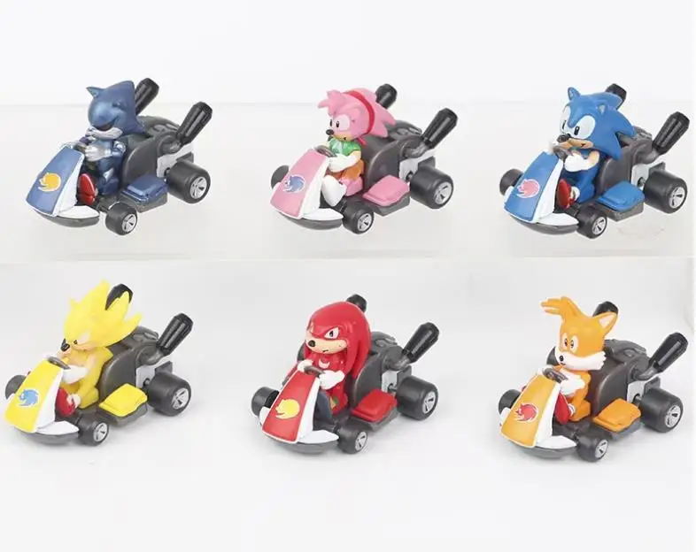 6pcs/set Game Super the Hedgehog Pullback Car Vinyl Dolls Figure Toys