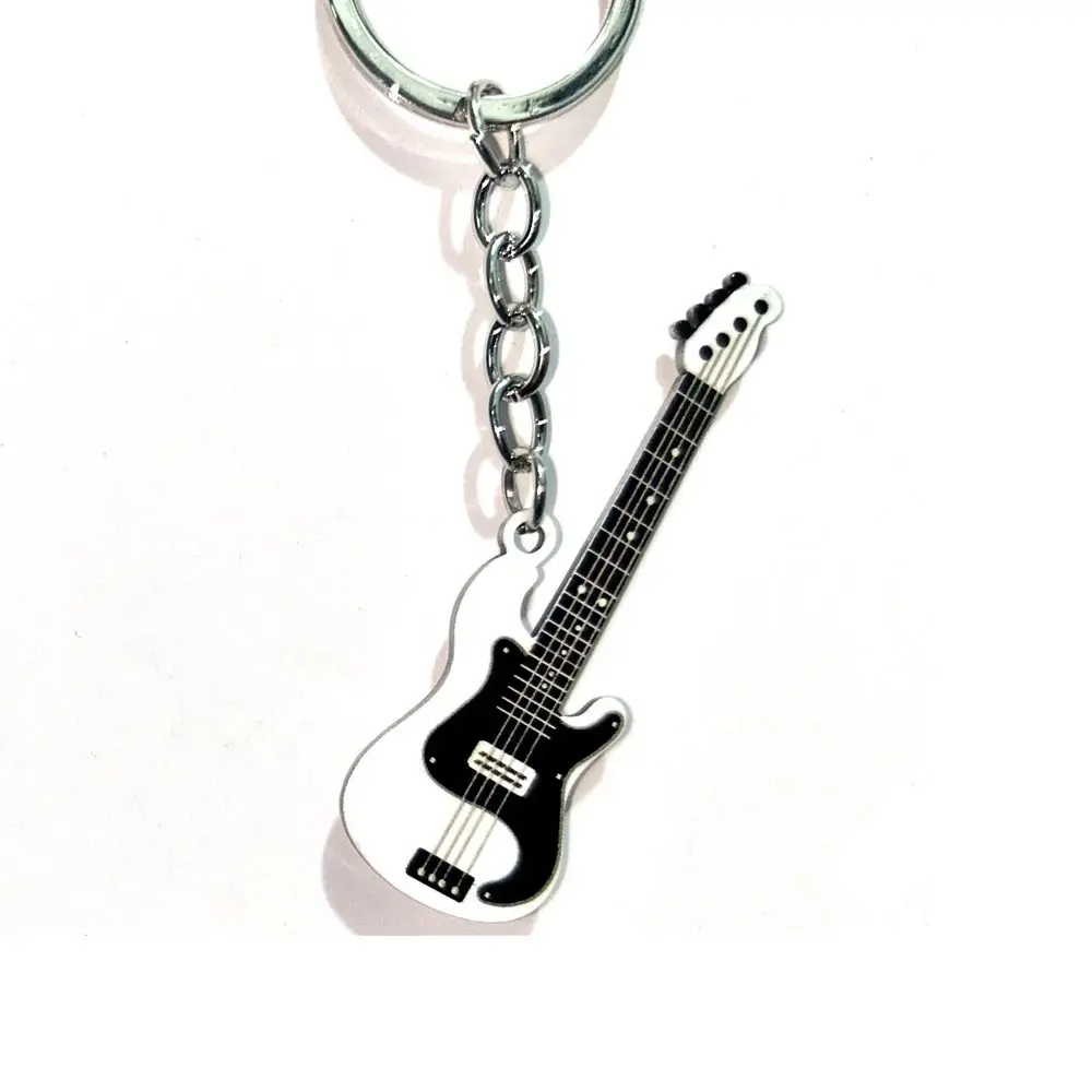 Porte-clés Guitare Hip Hop Coloré en Métal – Porte-clés Guitare Cool et Créatif – Ornement Musical pour Clés de Voiture