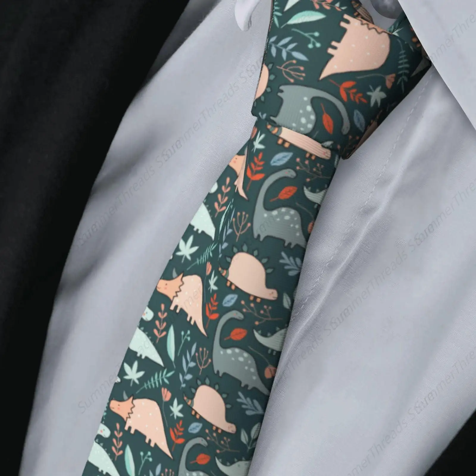 Men's Novelty Dinosaurs Tie Fun Necktie Husband Father Ties Formal Business Wedding